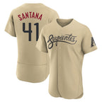 Arizona Diamondbacks #41 Carlos Santana Player Tan BFRAILEY City Connect Limited Elite Home Game Stitched Jerseys