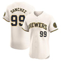 Milwaukee Brewers #99 Gary Sanchez Player Cream BFRAILEY Home Limited Elite Stitched Jerseys