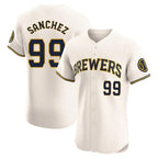 Milwaukee Brewers #99 Gary Sanchez Player Cream BFRAILEY Home Limited Elite Stitched Jerseys
