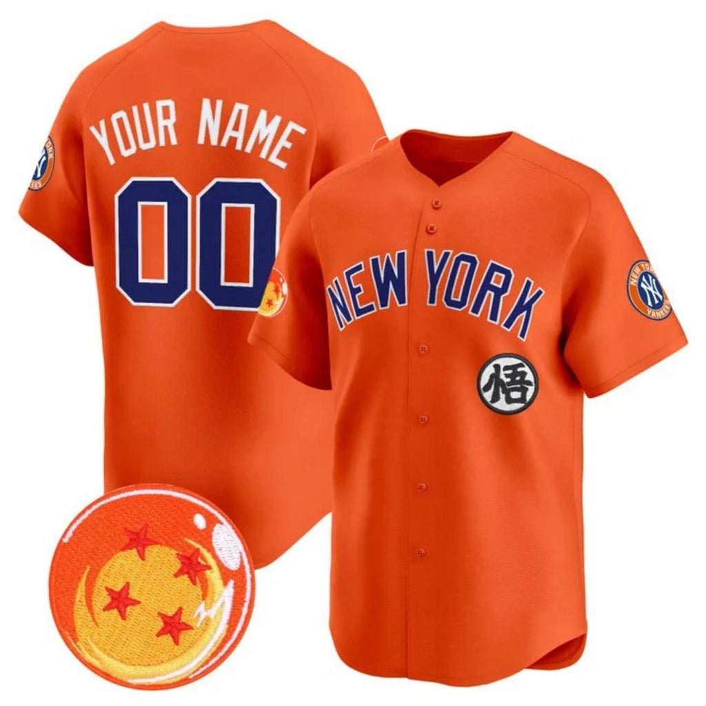 Custom New York Yankees x Dragon Ball Orange BFRAILEY Vapor Premier Limited Jersey - All Stitched