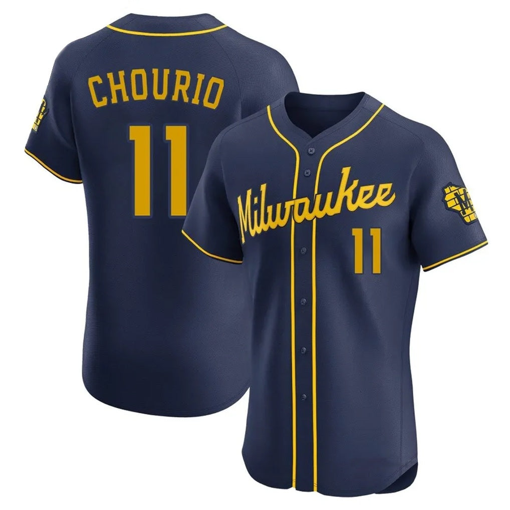 Milwaukee Brewers #11 Jackson Chourio Player Navy BFRAILEY Home Limited Elite Stitched Jerseys