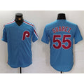 Philadelphia Phillies #55 Ranger Su¨¢rez Blue BFRAILEY Cool Base Stitched Jersey