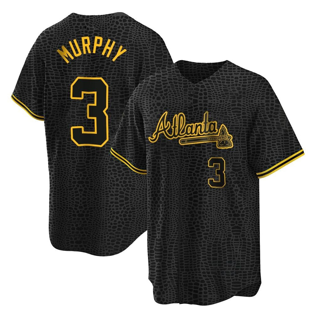 Atlanta Braves #3 Dale Murphy Player Black BFRAILEY Snake Skin City Home Game Stitched Jerseys