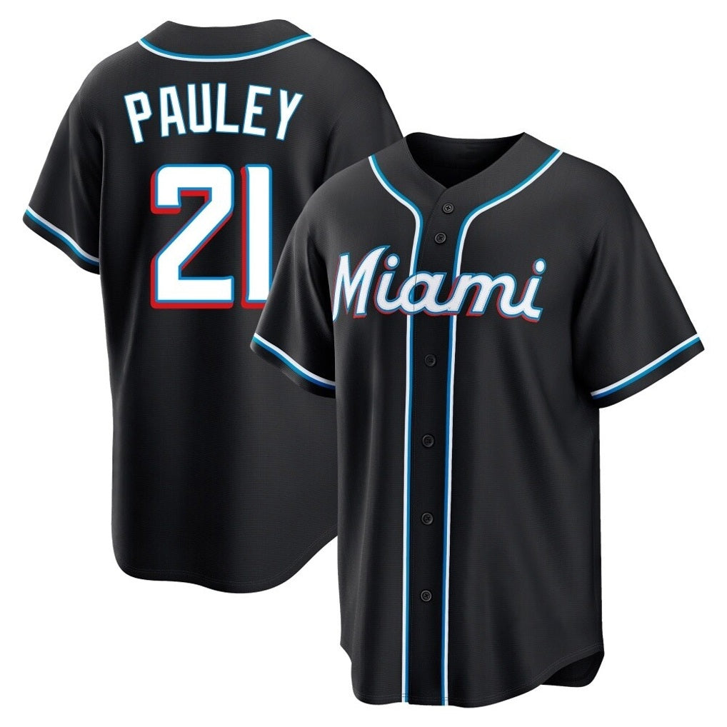 Miami Marlins #21 Graham Pauley Player Black BFRAILEY Fashion Out Home Game Stitched Jerseys