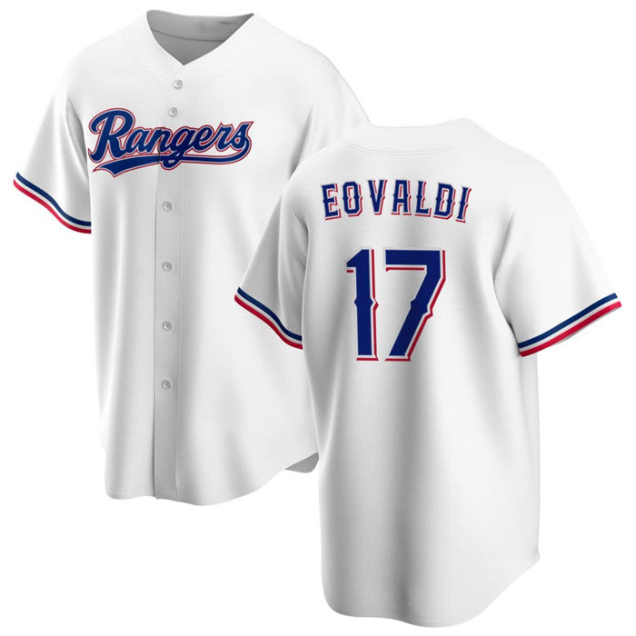 Texas Rangers #17 Nathan Eovaldi White BFRAILEY Cool Base Stitched Jersey