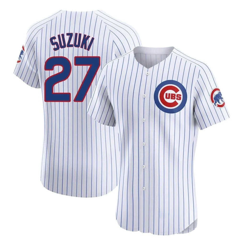 Chicago Cubs #27 Seiya Suzuki Player White BFRAILEY Limited Elite Home Game Stitched Jerseys