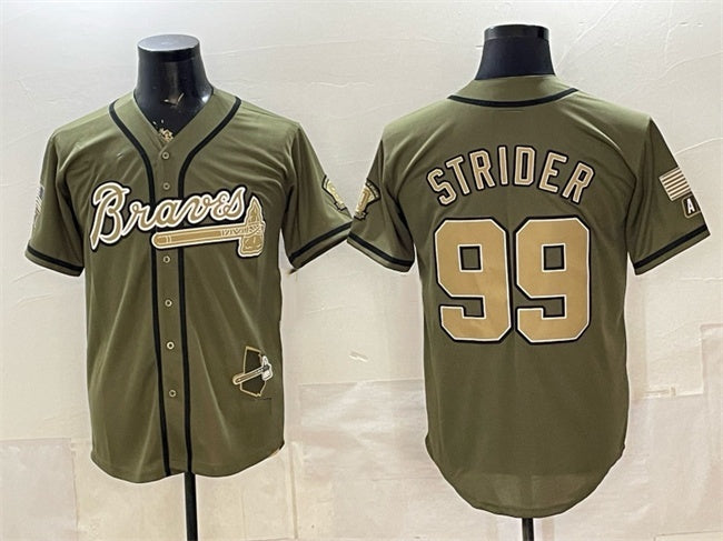Atlanta Braves #99 Spencer Strider Olive BFRAILEY 2026 Armed Forces Day Stitched Jersey