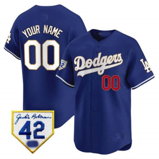 Custom Los Angeles Dodgers 2024 Jackie Robinson Patch Vapor Premier Limited Jersey ¨C Royal BFRAILEY