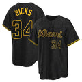Miami Marlins #34 Liam Hicks Player Black BFRAILEY Snake Skin City Home Game Stitched Jerseys