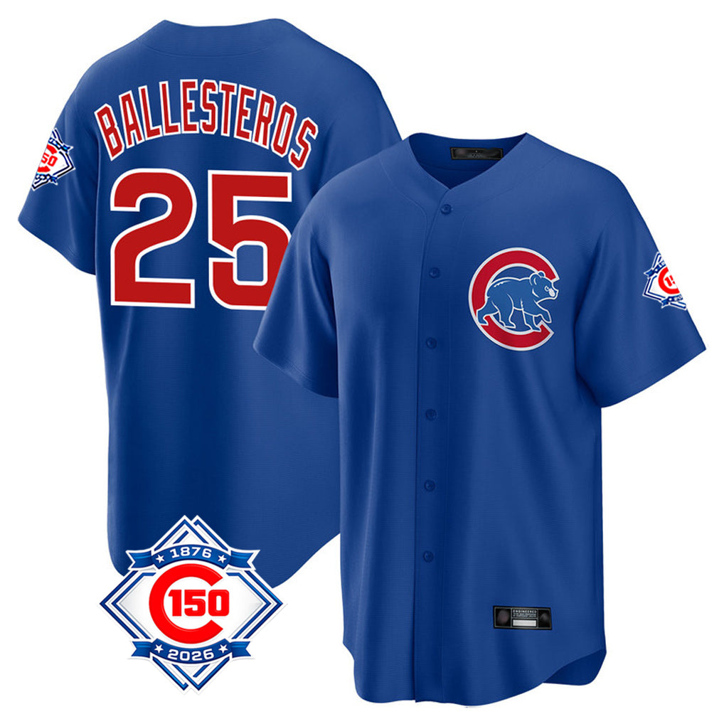 Chicago Cubs #25 Moises Ballesteros Player Royal BFRAILEY 150th Anniversary Home Game Stitched Jerseys