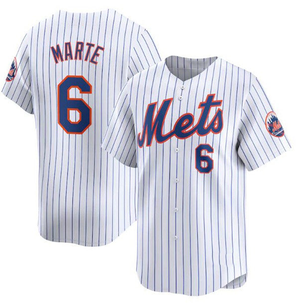 New York Mets #6 Starling Marte White BFRAILEY 2024 Home Limited Stitched Jersey