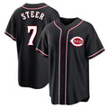Cincinnati Reds #7 Spencer Steer Player Black BFRAILEY Fashion Out Home Game Stitched Jerseys