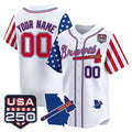 Custom Atlanta Braves America 250 Edition Vapor Premier Limited White BFRAILEY Stitched Jerseys
