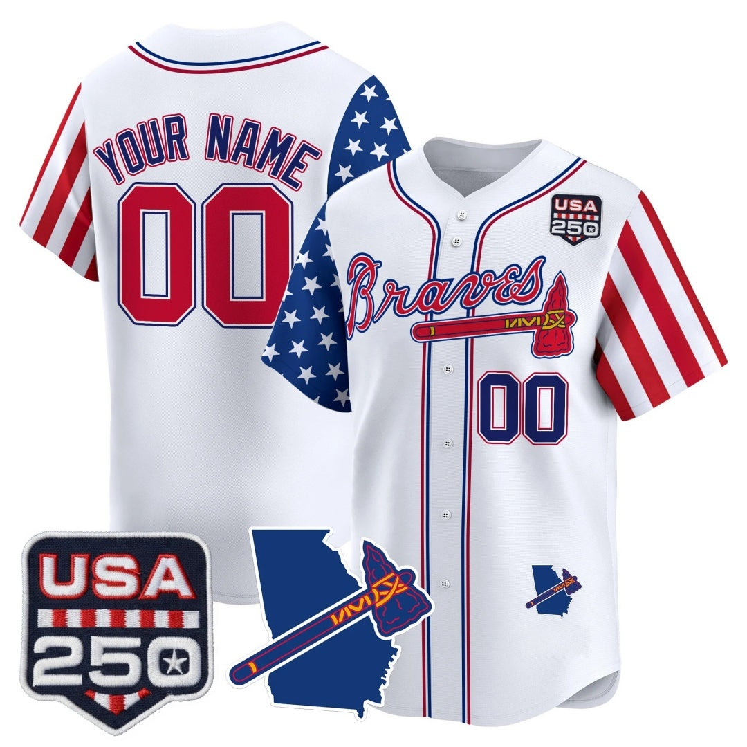 Custom Atlanta Braves America 250 Edition Vapor Premier Limited White BFRAILEY Stitched Jerseys