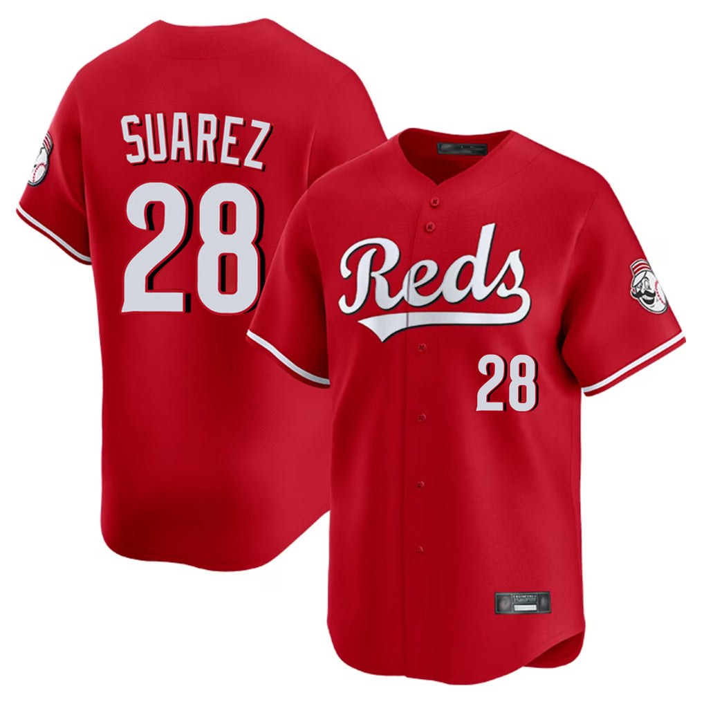 Cincinnati Reds #28 Eugenio Su¨¢rez Player Red BFRAILEY Home Limited Stitched Jerseys
