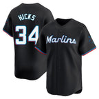 Miami Marlins #34 Liam Hicks Player Black BFRAILEY Home Limited Stitched Jerseys