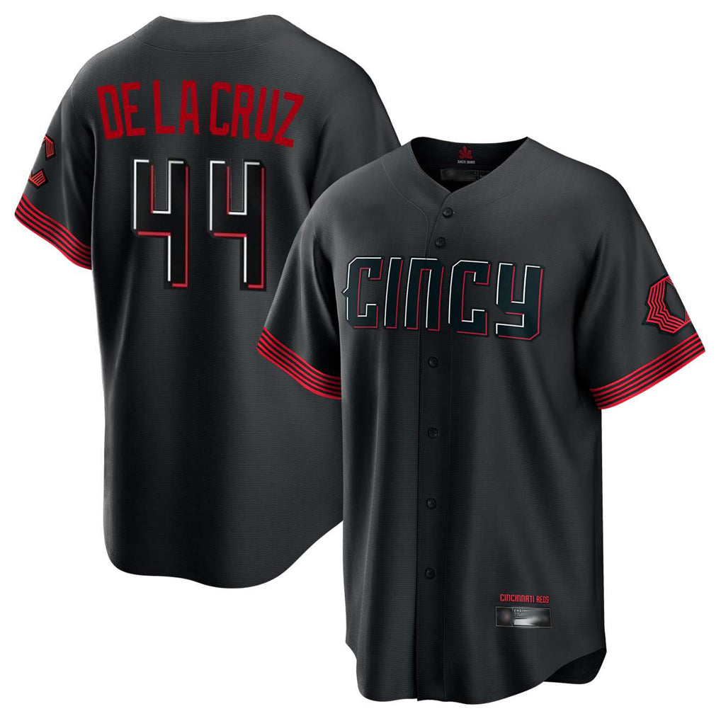 Cincinnati Reds #44 Elly De La Cruz Player Black BFRAILEY City Connect Home Game Stitched Jerseys
