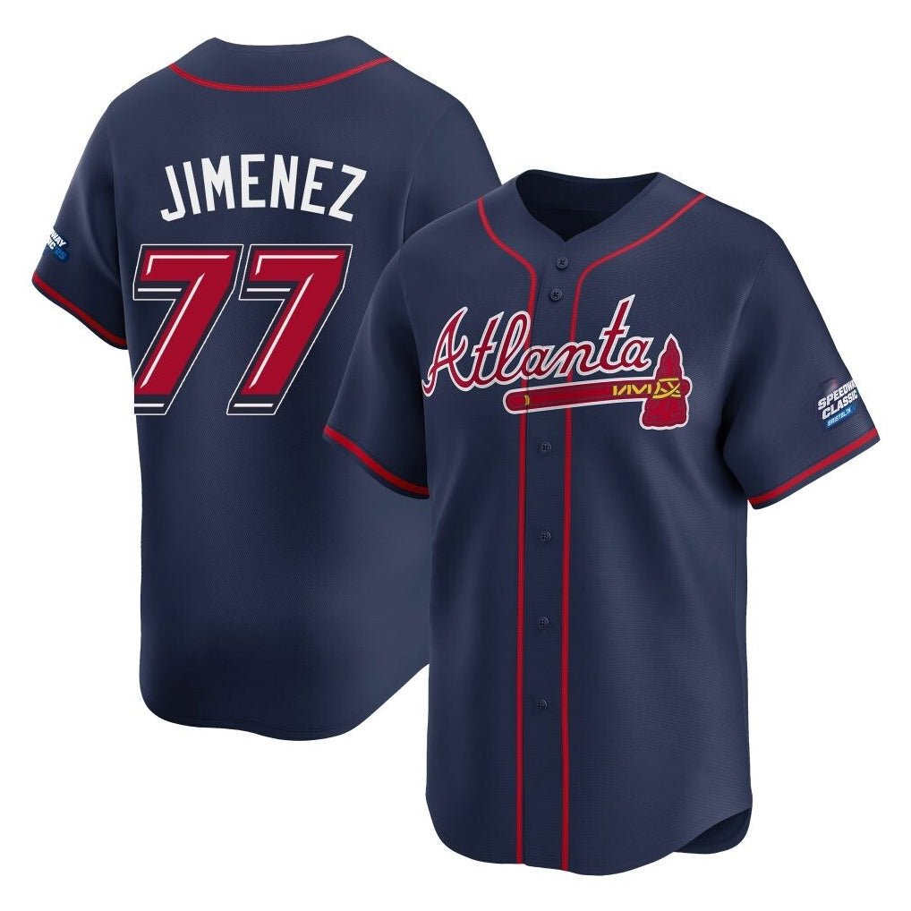 Atlanta Braves #77 Joe Jimenez Player Navy BFRAILEY 2025 Speedway Classic Home Game Stitched Jerseys