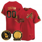 Custom Atlanta Braves Hank Aaron 715th Home Run Patch Vapor Premier Limited Jersey V2 ¨C Red Glod BFRAILEY
