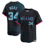 Miami Marlins #34 Liam Hicks Player Black BFRAILEY City Connect Home Limited Stitched Jerseys