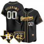 Custom Houston Astros 2024 Jackie Robinson Patch Vapor Premier Limited Jersey ¨C All Stitched-Black BFRAILEY