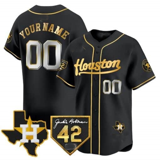 Custom Houston Astros 2024 Jackie Robinson Patch Vapor Premier Limited Jersey ¨C All Stitched-Black BFRAILEY