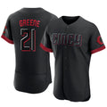 Cincinnati Reds #21 Hunter Greene Player Black BFRAILEY City Connect Limited Elite Home Stitched Jerseys