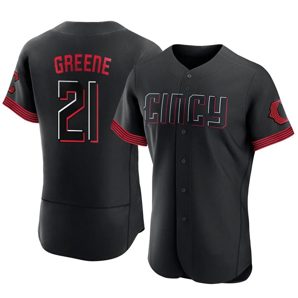 Cincinnati Reds #21 Hunter Greene Player Black BFRAILEY City Connect Limited Elite Home Stitched Jerseys