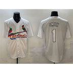 St. Louis Cardinals #1 Ozzie Smith White BFRAILEY Cool Base Stitched Jersey