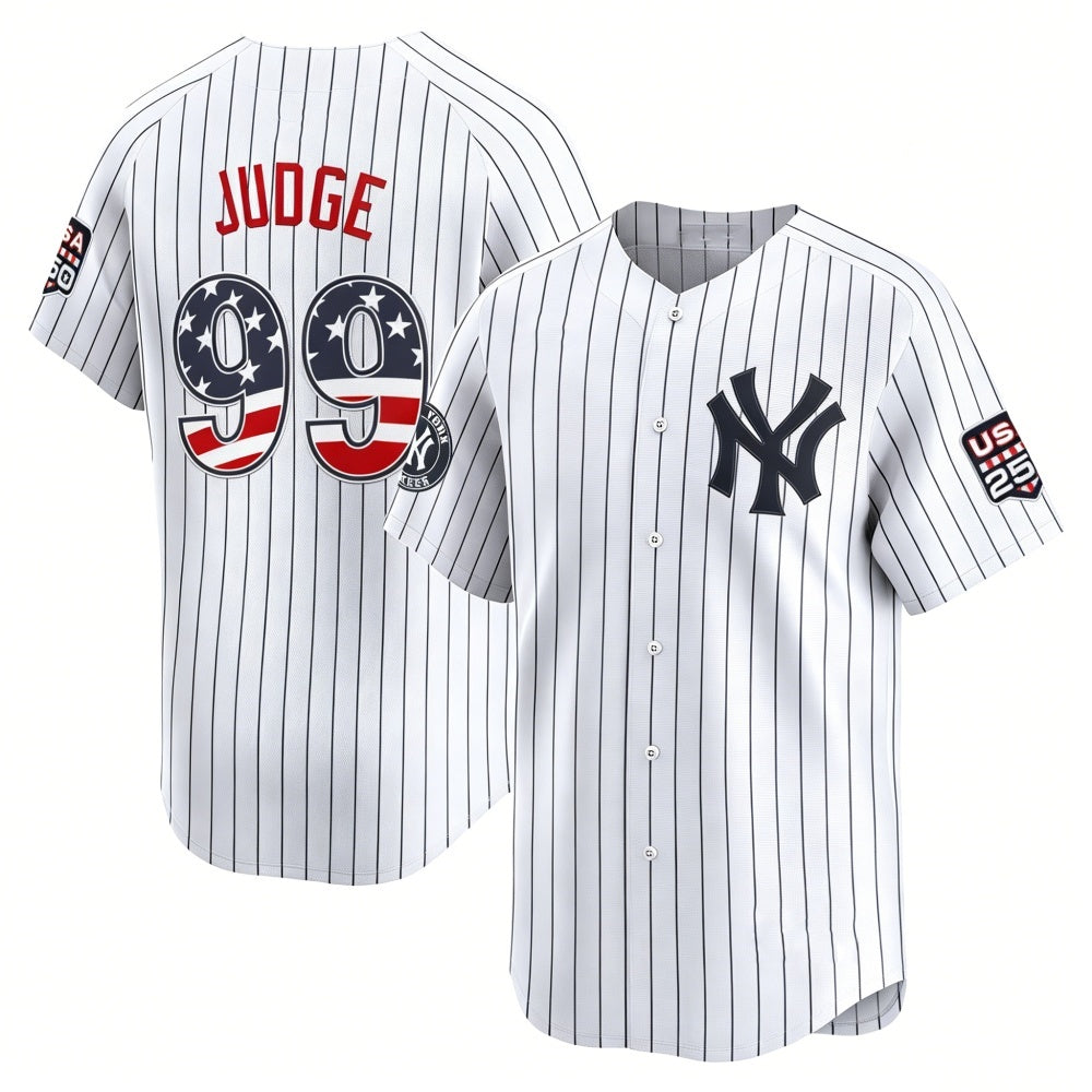 New York Yankees #99 Aaron Judge White BFRAILEY USA 250 Fourth of July Limited Stitched Jersey