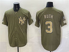 New York Yankees #3 Babe Ruth Olive BFRAILEY 2026 Armed Forces Day Stitched Jersey