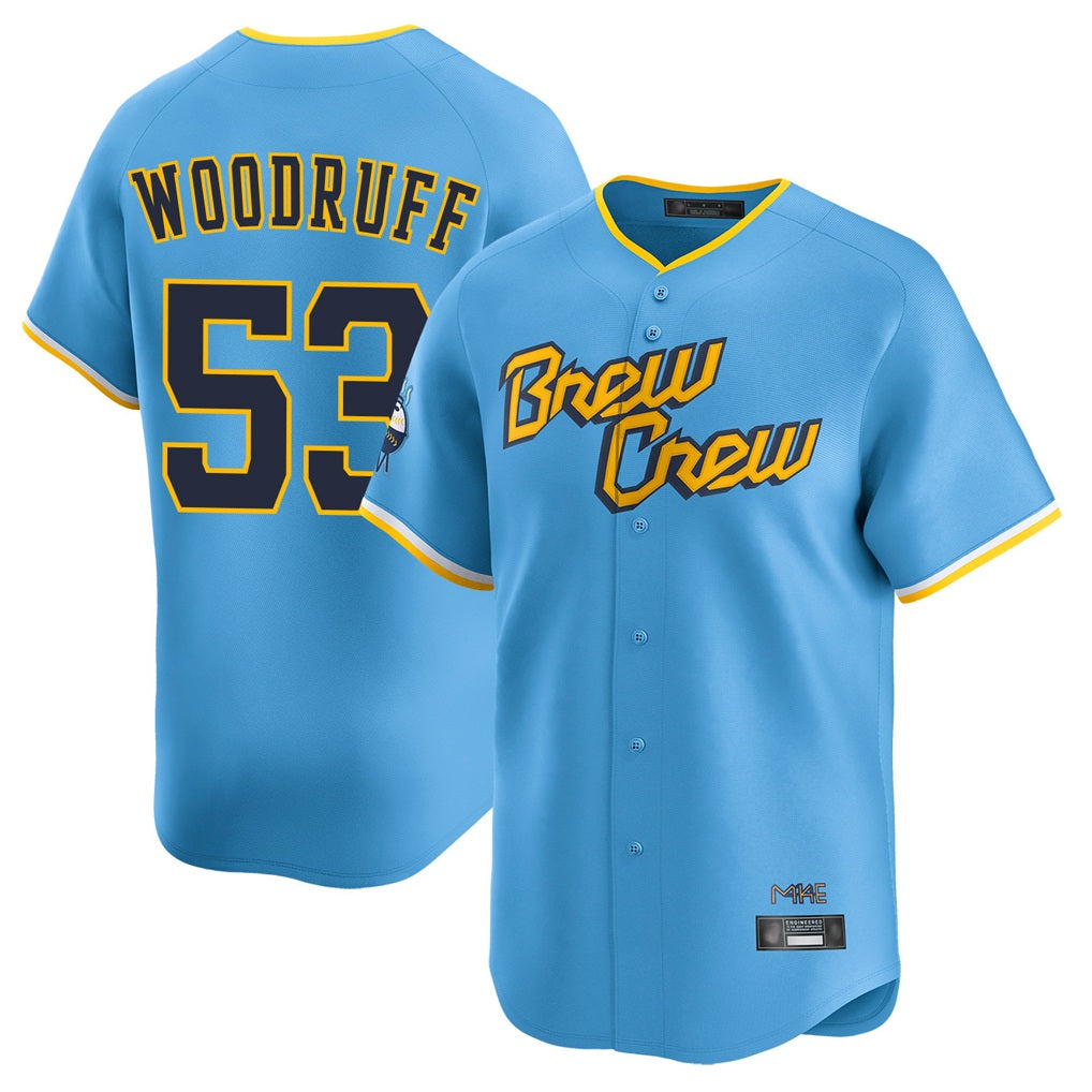 Milwaukee Brewers #53 Brandon Woodruff Player Light Blue BFRAILEY City Connect Home Limited Stitched Jerseys
