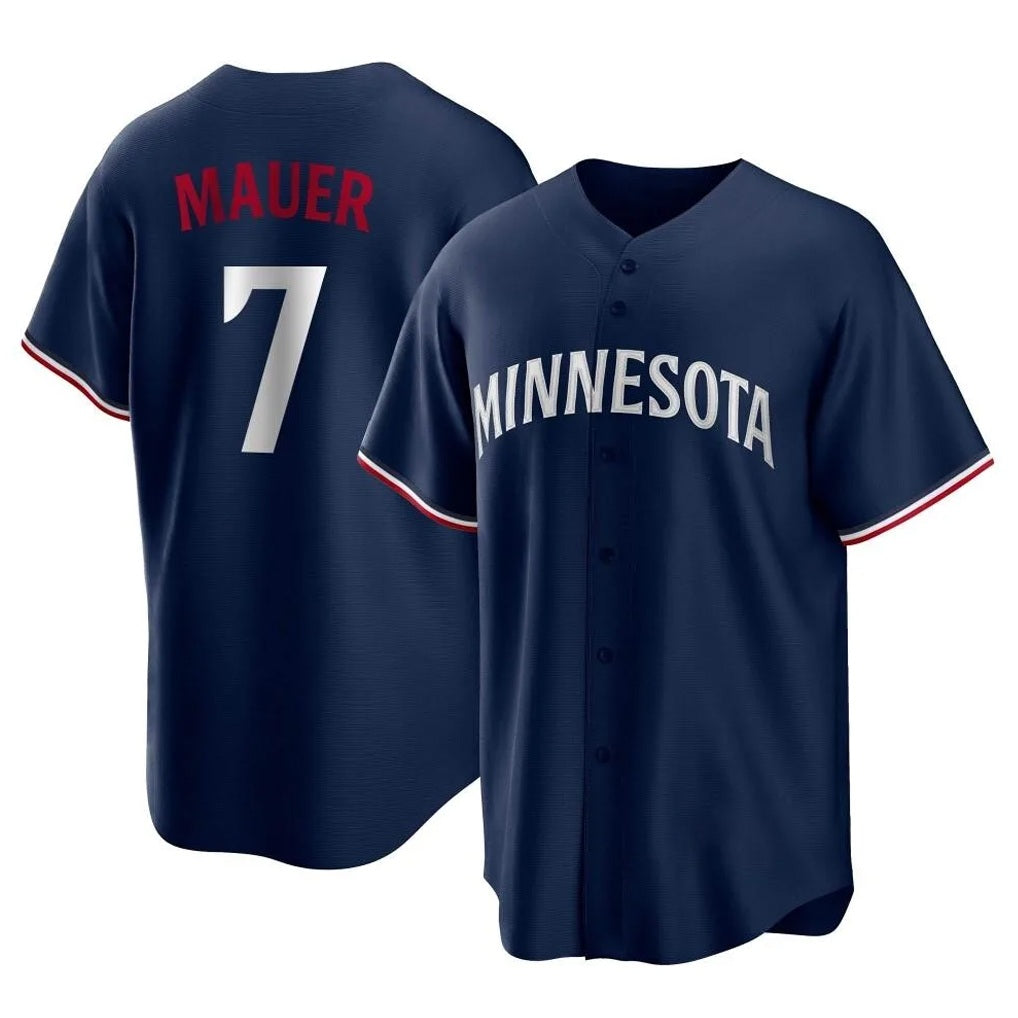 Minnesota Twins #7 Joe Mauer Player Navy BFRAILEYReplica Alternate Home Stitched Jerseys