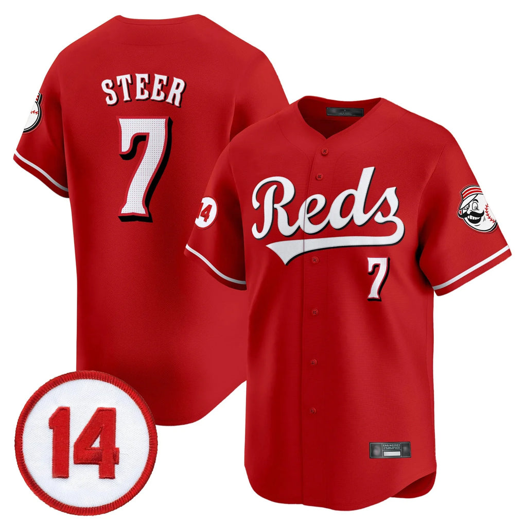 Cincinnati Reds #7 Spencer Steer Player Red BFRAILEY Vapor Premier Limited Home Stitched Jerseys