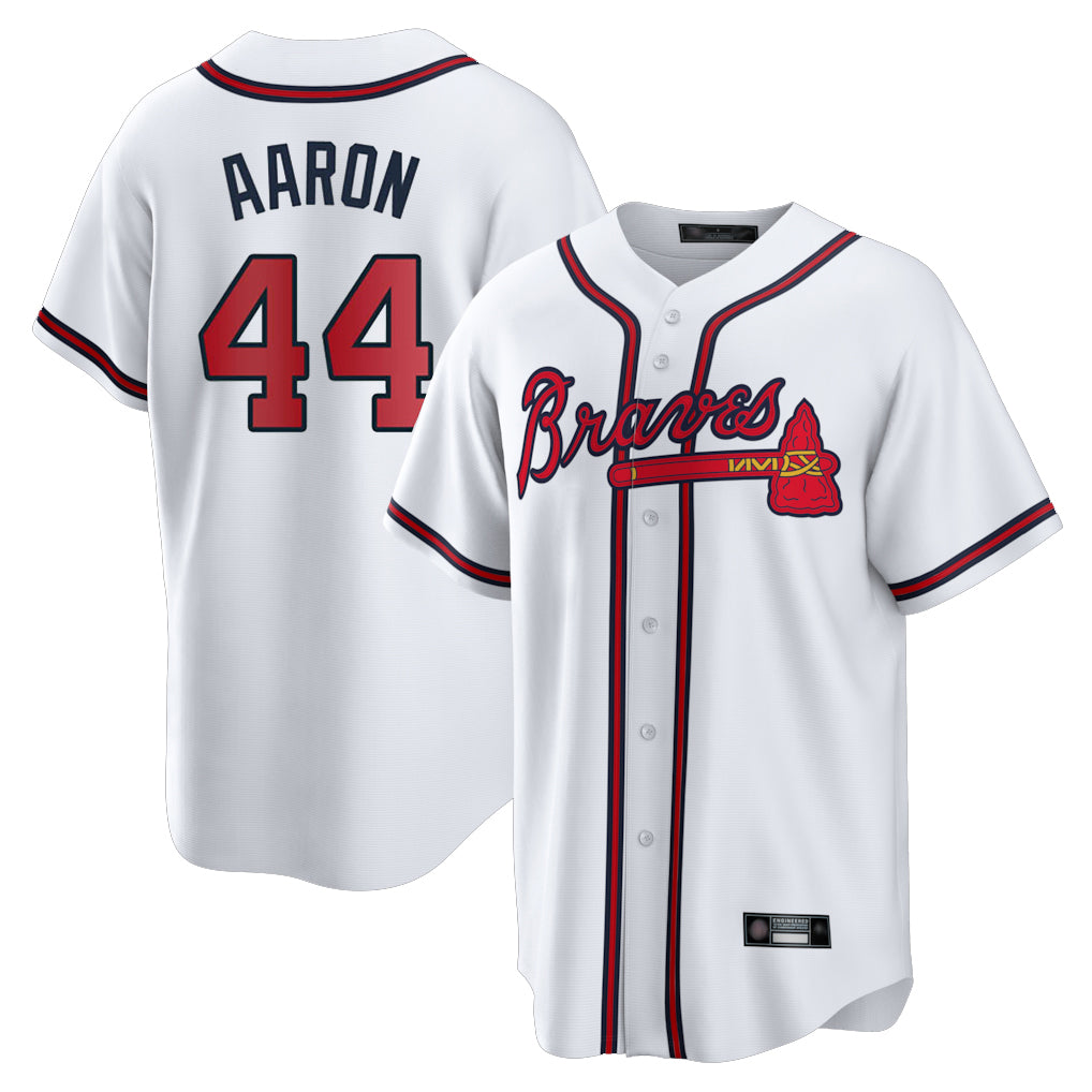 Atlanta Braves #44 Hank Aaron Player White BFRAILEY Home Game Stitched Jerseys