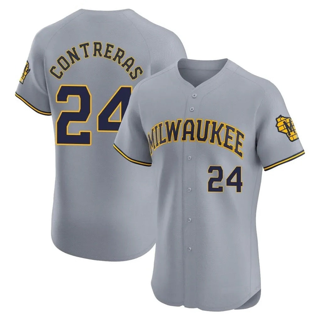 Milwaukee Brewers #24 William Contreras Player Gray BFRAILEY Home Limited Elite Stitched Jerseys