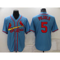 St. Louis Cardinals #5 Albert Pujols Light Blue BFRAILEY Stitched Cool Base Jersey