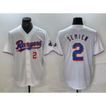Texas Rangers #2 Marcus Semien Number White BFRAILEY 2023 World Series Champions Cool Base Jerseys