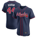 Atlanta Braves #44 Hank Aaron Player Navy BFRAILEY Limited Elite Home Game Stitched Jerseys