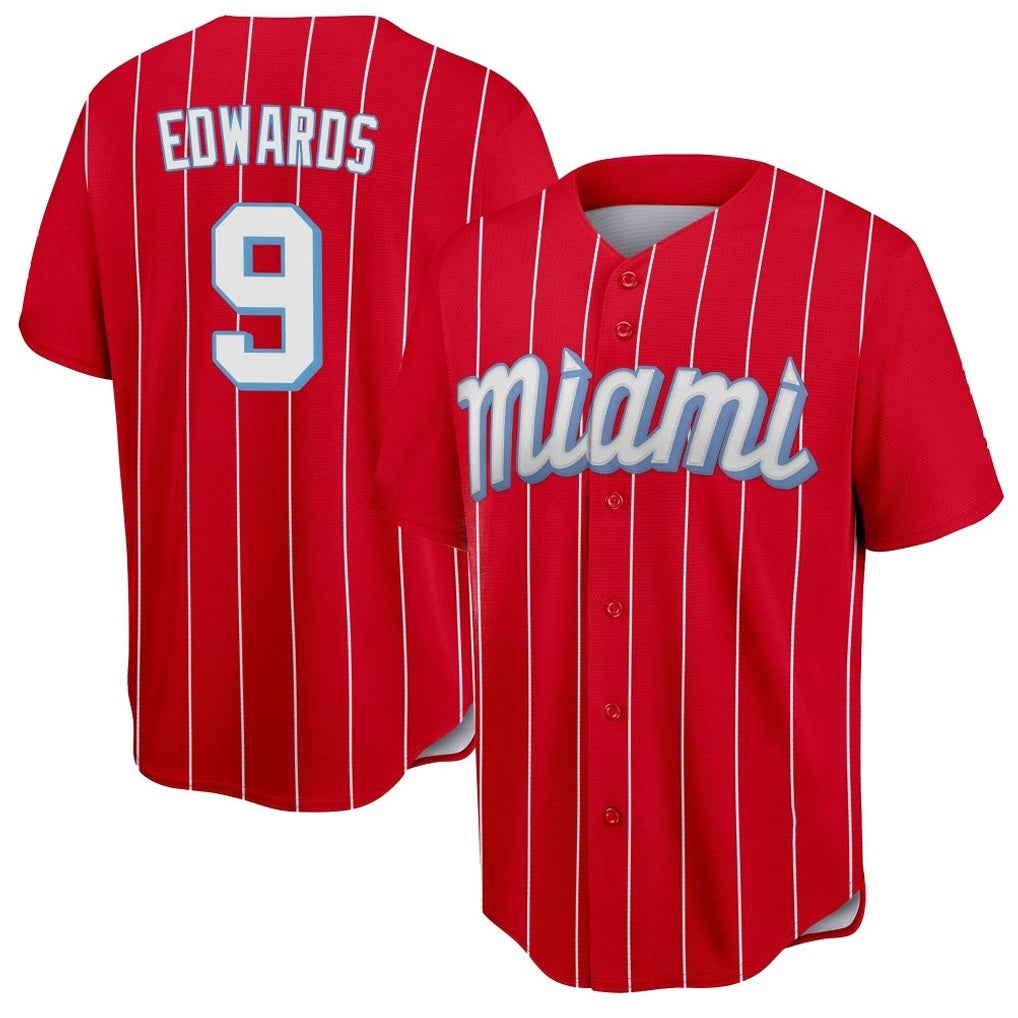Miami Marlins #9 Xavier Edwards Player Red BFRAILEY City Connect Home Game Stitched Jerseys