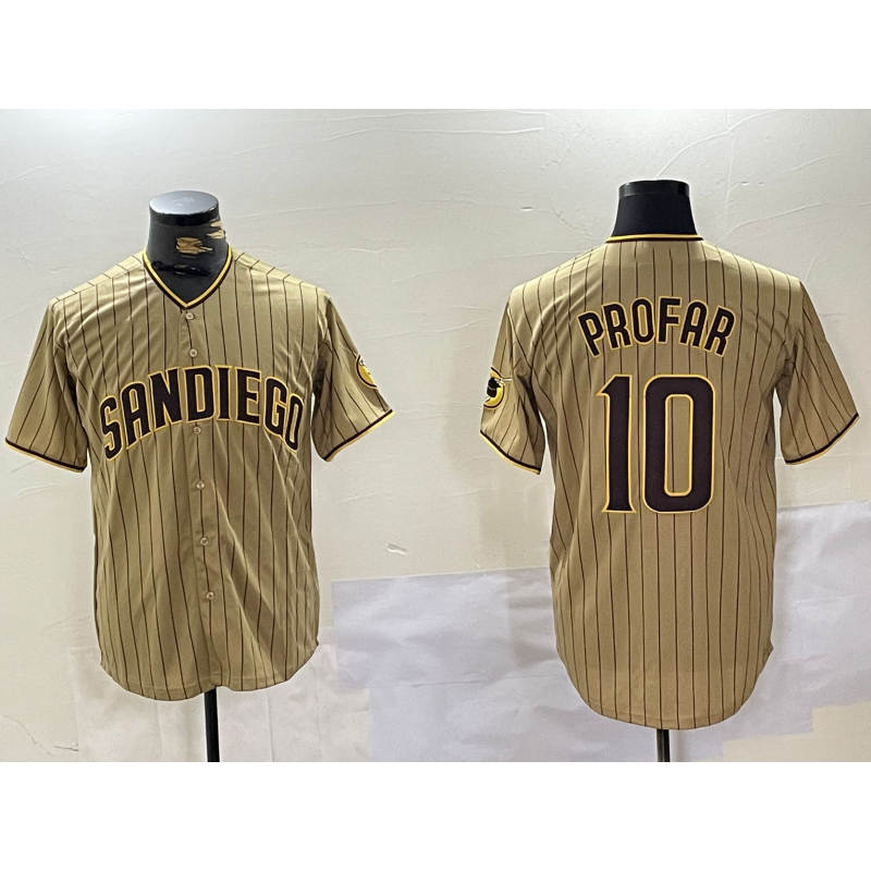 San Diego Padres #10 Jurickson Profar Khaki BFRAILEY Team Logo Cool Base Jersey 2