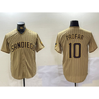 San Diego Padres #10 Jurickson Profar Khaki BFRAILEY Team Logo Cool Base Jersey 2