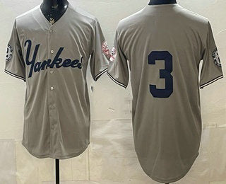 New York Yankees #3 Babe Ruth Grey BFRAILEY Without Name Limited Jersey