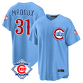 Chicago Cubs #31 Greg Maddux Player Light Blue BFRAILEY 150th Anniversary Home Game Stitched Jerseys