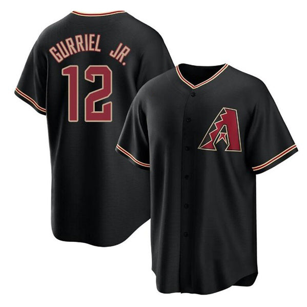 Arizona Diamondbacks #12 Lourdes Gurriel Jr. Black BFRAILEY Cool Base Stitched Jersey
