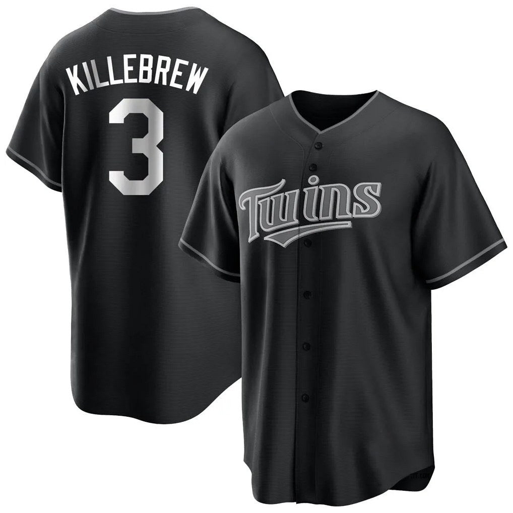 Minnesota Twins #3 Harmon Killebrew Player Black BFRAILEYHome Game Stitched Jerseys