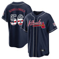 Atlanta Braves #56 Spencer Schwellenbach Player Navy BFRAILEY USA 250 Fourth Of July Limited Home Game Stitched Jerseys