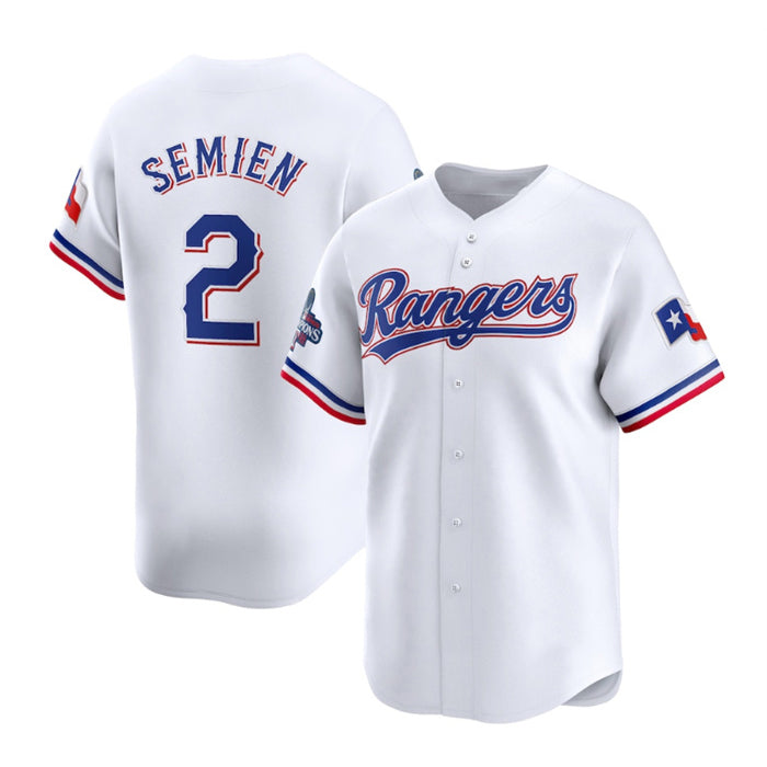 Texas Rangers #2 Marcus Semien White BFRAILEY 2023 World Series Champions Stitched Jersey