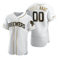 Custom Milwaukee Brewers White BFRAILEY Stitched Flex Base Golden Edition Jersey
