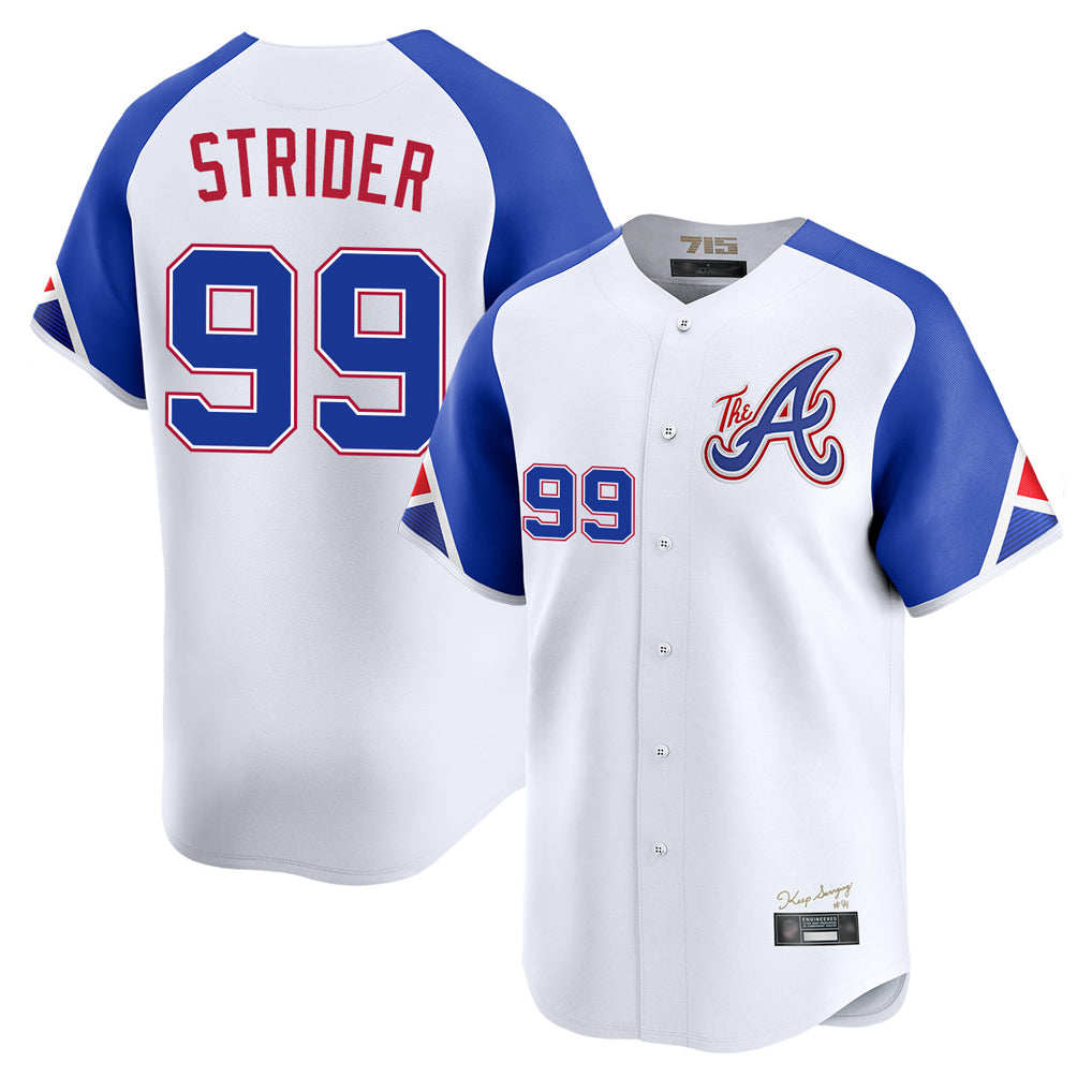 Atlanta Braves #99 Spencer Strider Player White BFRAILEY City Connect Limited Home Game Stitched Jerseys